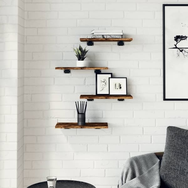 vidaXL Vägghyllor 4 st rökfärgad ek 40x20x1,5 cm konstruerat trä