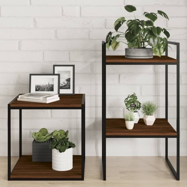 vidaXL væghylder 4 stk. 40x40x1,5 cm konstrueret træ brunt egetræ