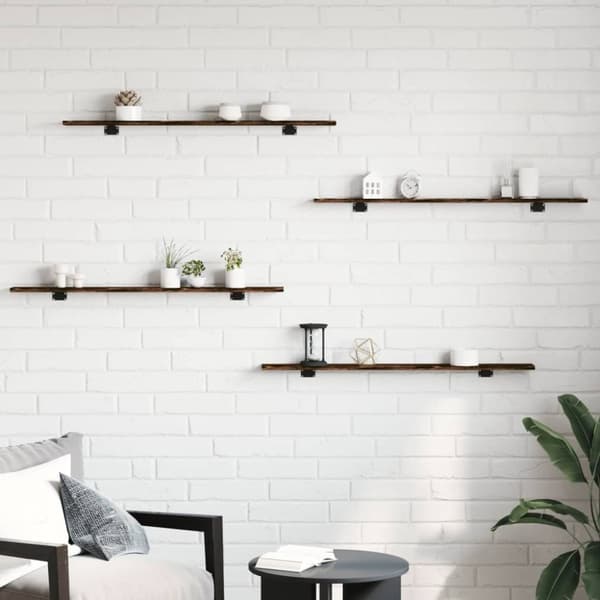 vidaXL Vegghyller 4 stk røkt eik 100x10x1,5 cm konstruert tre