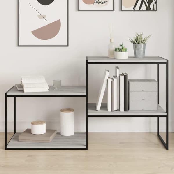 vidaXL væghylder 4 stk. 60x40x1,5 cm konstrueret træ grå sonoma-eg
