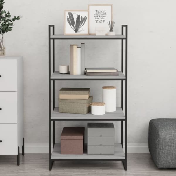 vidaXL væghylder 4 stk. 60x40x1,5 cm konstrueret træ grå sonoma-eg