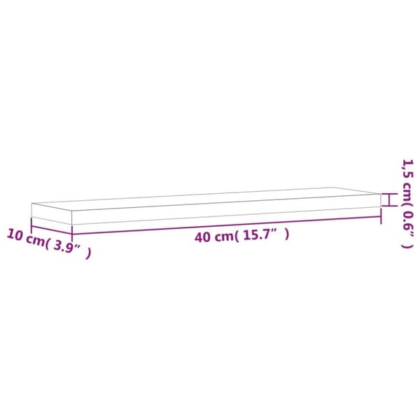 vidaXL væghylder 4 stk. 40x10x1,5 cm konstrueret træ røget egetræ