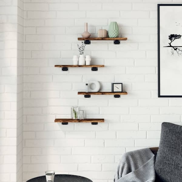 vidaXL væghylder 4 stk. 40x10x1,5 cm konstrueret træ røget egetræ