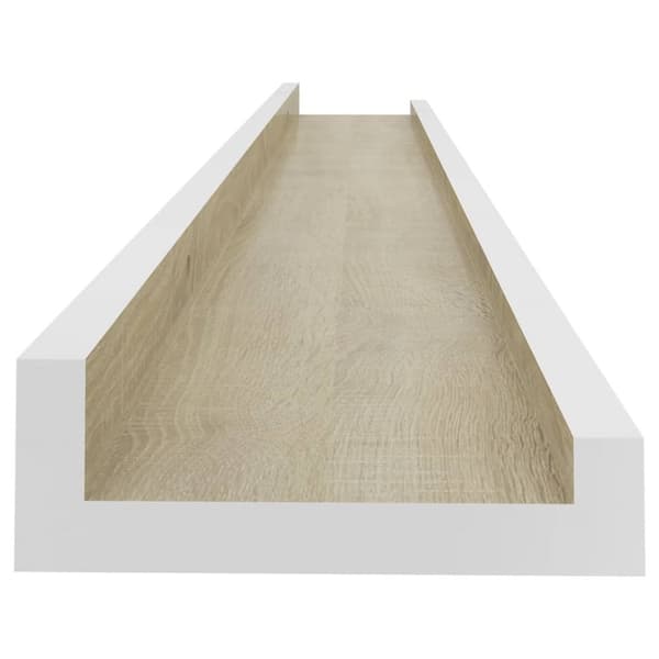 væghylder 4 stk. 80x9x3 cm hvid og sonoma-eg