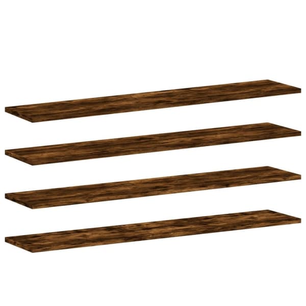 Vägghyllor 4 st rökfärgad ek 100x20x1,5 cm konstruerat trä