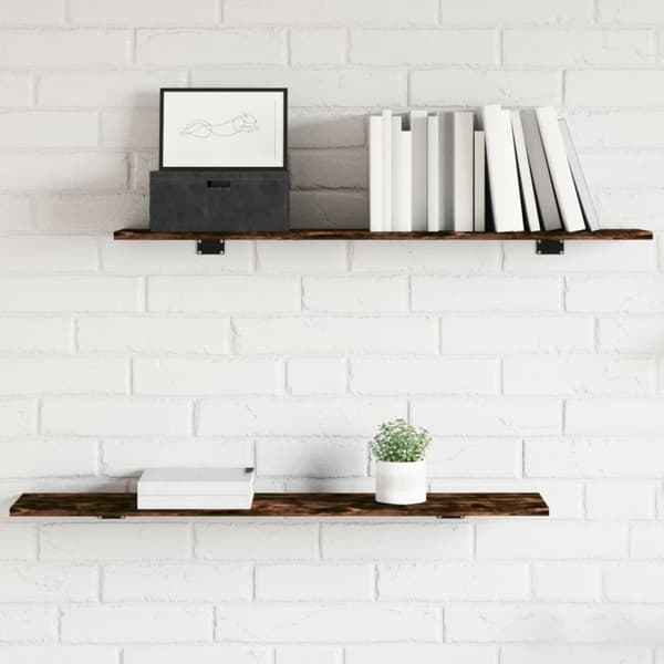 Vägghyllor 4 st rökfärgad ek 100x20x1,5 cm konstruerat trä