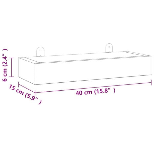 Seinähyllyt 2 kpl 40x15x6 cm täysi tiikki