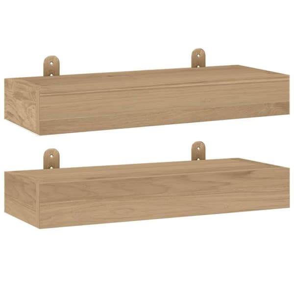 Seinähyllyt 2 kpl 40x15x6 cm täysi tiikki