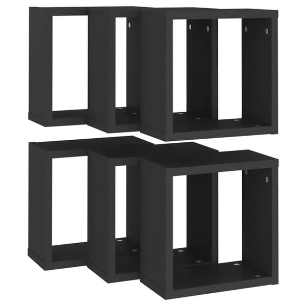 Kuutioseinähyllyt 6 kpl musta 30x15x30 cm