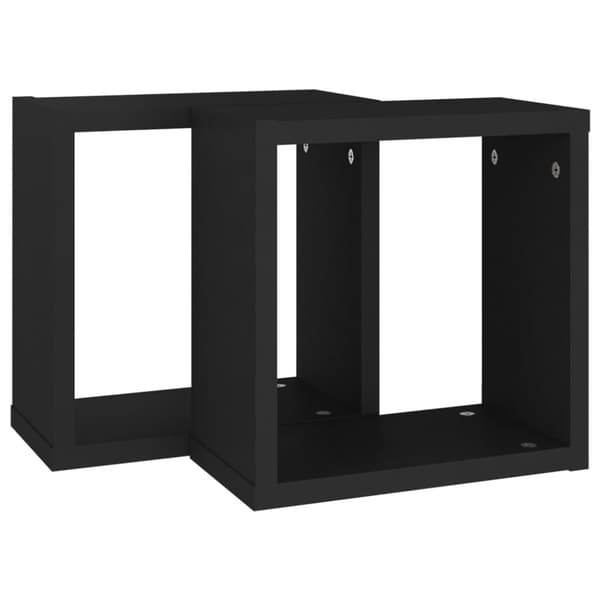 Kuutioseinähyllyt 2 kpl musta 30x15x30 cm