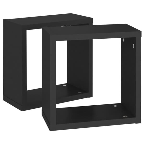 Kuutioseinähyllyt 2 kpl musta 30x15x30 cm