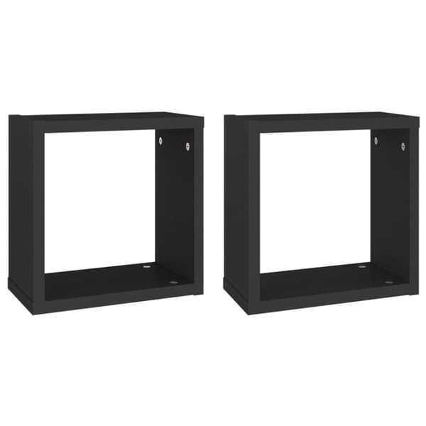 Kuutioseinähyllyt 2 kpl musta 30x15x30 cm