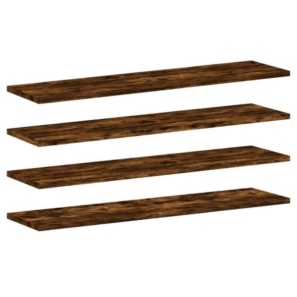 Vägghyllor 4 st rökfärgad ek 80x20x1,5 cm konstruerat trä