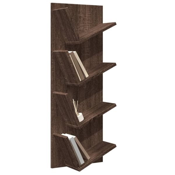 vidaXL vægmonteret bogreol 4 hylder 33x16x90 cm brun egetræsfarve
