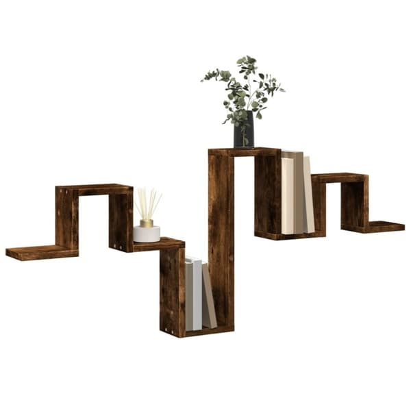 vidaXL Vegghylle røkt eik 104,5x10x43 cm konstruert tre
