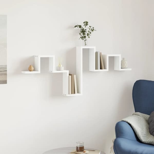 vidaXL Vegghylle hvit 104,5x10x43 cm sponplate