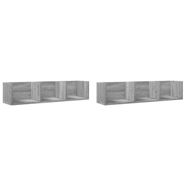 vidaXL Seinäkaapit 2 kpl harmaa Sonoma 75x18x16,5 cm tekninen puu