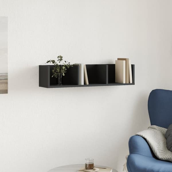 vidaXL vægskab 75x18x16,5 cm konstrueret træ sort