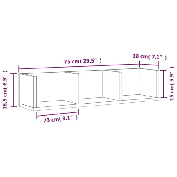 vidaXL Väggskåp vit 75x18x16,5 cm konstruerat trä