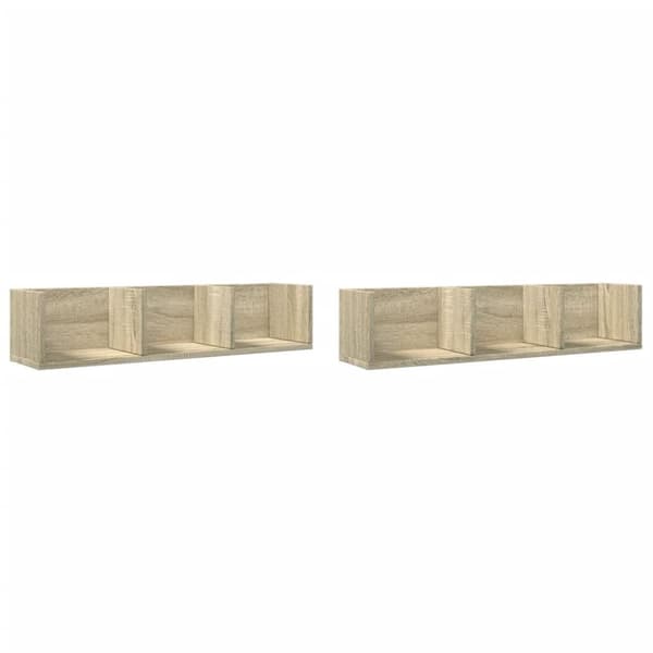 vidaXL vægskabe 2 stk. 75x18x16,5 cm konstrueret træ sonoma-eg