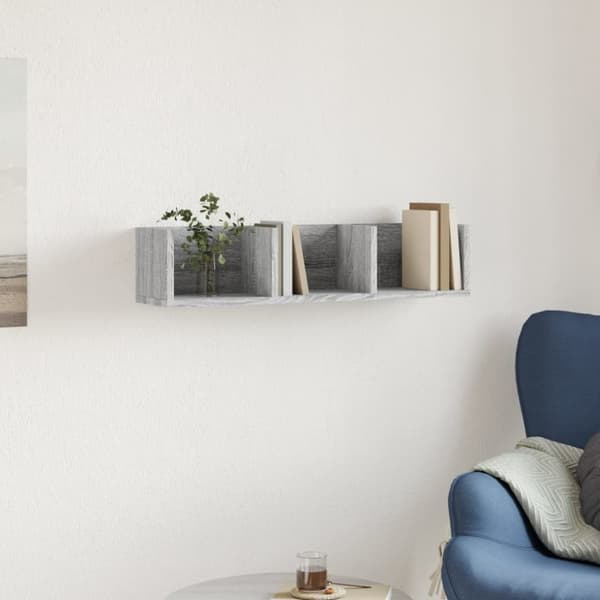 vidaXL TV-seinäkaappi harmaa Sonoma 75x18x16,5 cm tekninen puu