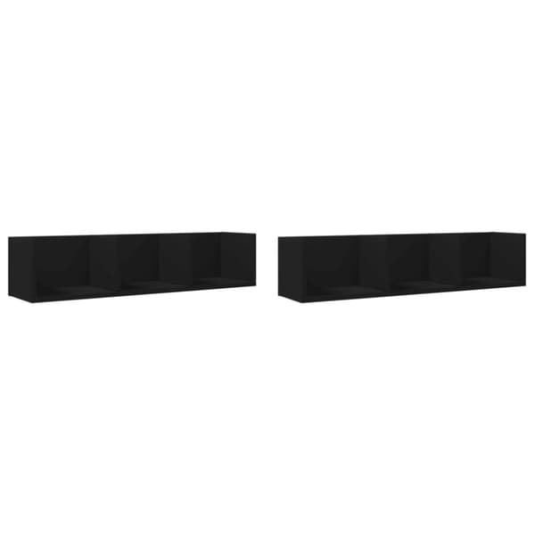 vidaXL vægskabe 2 stk. 75x18x16,5 cm konstrueret træ sort