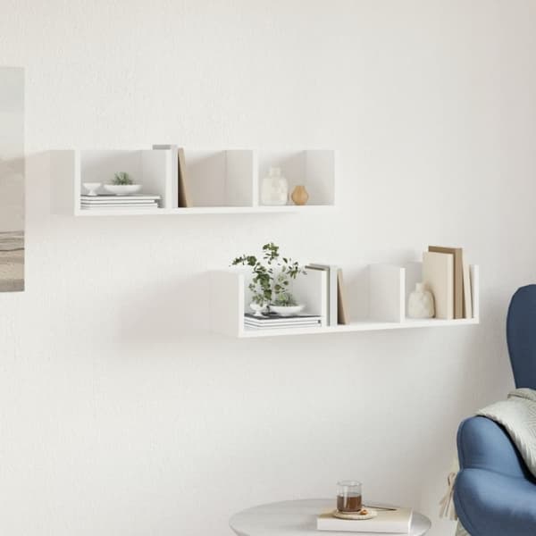 vidaXL Veggskap 2 stk hvit 75x18x16,5 cm konstruert tre