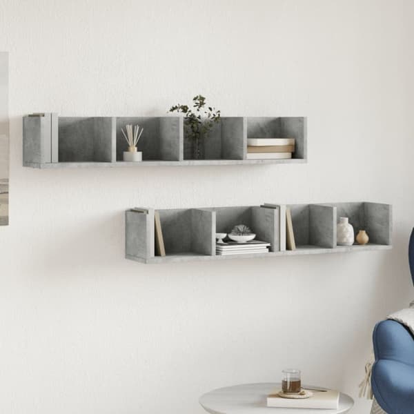 vidaXL Veggskap 2 stk betonggrå 99x18x16,5 cm konstruert tre