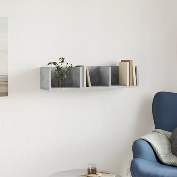 vidaXL Veggskap betonggrå 75x18x16,5 cm konstruert tre