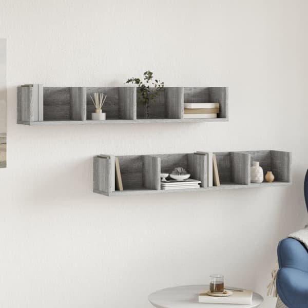 vidaXL Veggskap 2 stk grå sonoma 99x18x16,5 cm konstruert tre