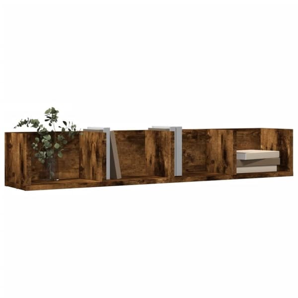 vidaXL vægskabe 2 stk. 99x18x16,5 cm konstrueret træ røget eg