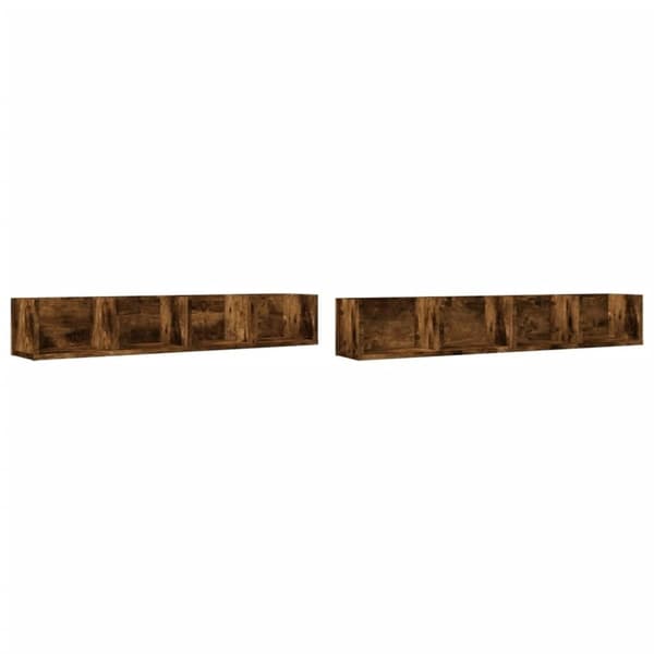 vidaXL vægskabe 2 stk. 99x18x16,5 cm konstrueret træ røget eg