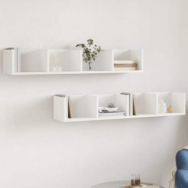 vidaXL vægskabe 2 stk. 99x18x16,5 cm konstrueret træ hvid