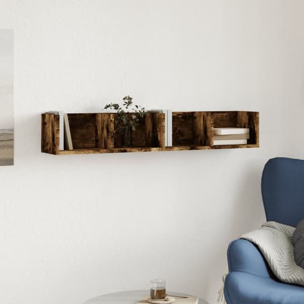 vidaXL vægskab 99x18x16,5 cm konstrueret træ røget egetræsfarve