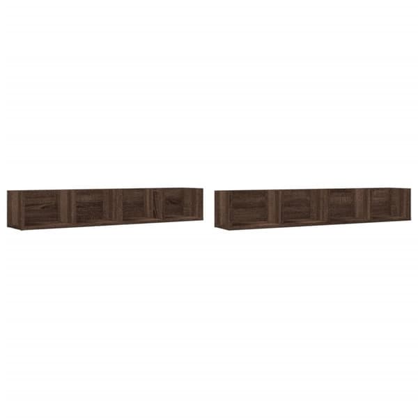 vidaXL Veggskap 2 stk brun eik 99x18x16,5 cm konstruert tre