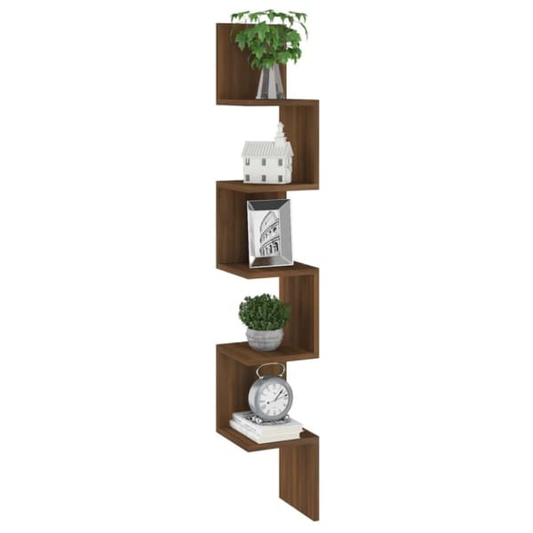 vidaXL Vägghörnhylla brun ek 20x20x127,5 cm konstruerat trä -  Vägghyllor & fönsterbrädor