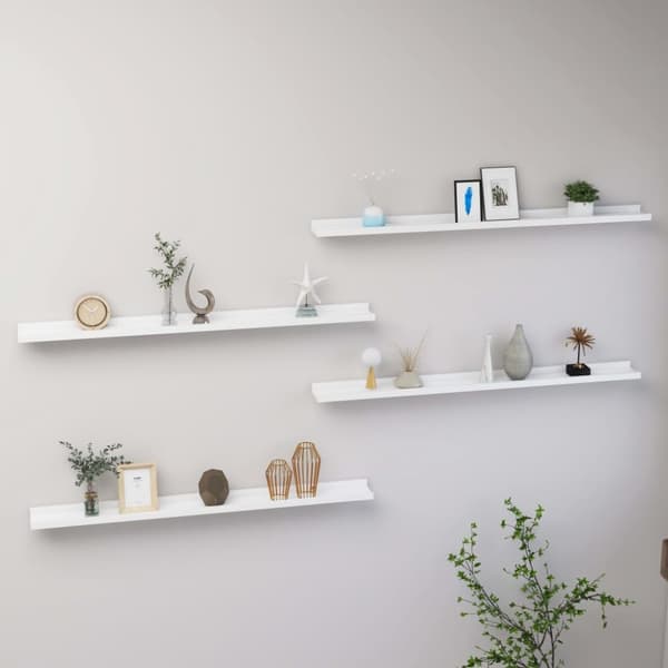 vidaXL Vägghyllor 4 st vit 100x9x3 cm - Vägghyllor & fönsterbrädor