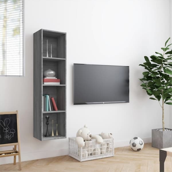 vidaXL Bokhylla/tv-bänk grå sonoma 143x30x36cm konstruerat trä - Vägghyllor & fönsterbrädor