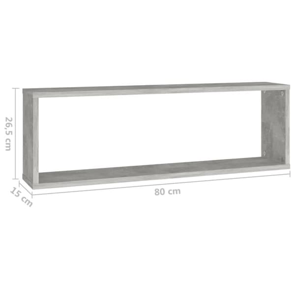 vidaXL væghylder 2 stk. 80x15x26,5 cm spånplade kubeformet betongrå -  Væghylder & smalle hylder