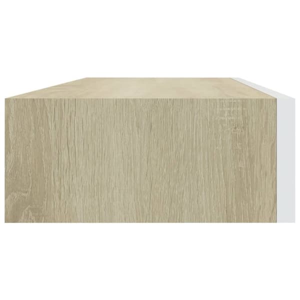 vidaXL væghylder m. skuffer 2 stk. 60x23,5x10 cm MDF egetræsfarve hvid - Væghylder & smalle hylder