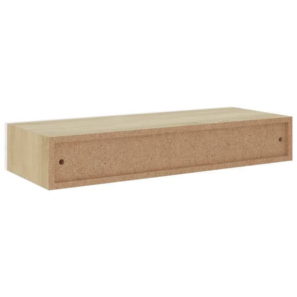 vidaXL væghylder m. skuffer 2 stk. 60x23,5x10 cm MDF egetræsfarve hvid - Væghylder & smalle hylder