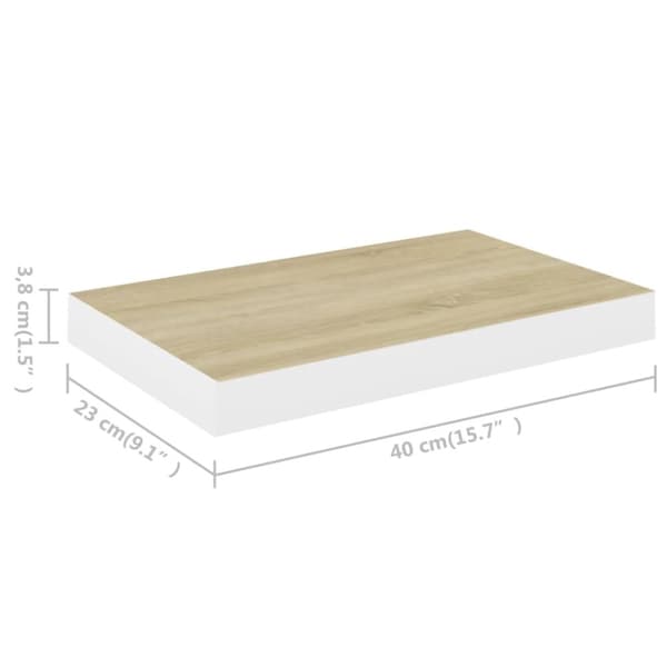 vidaXL Kelluvat seinähyllyt 2 kpl tammi ja valkoinen 40x23x3,8 cm MDF -  Seinähyllyt