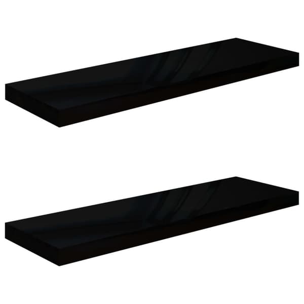 vidaXL Kelluvat seinähyllyt 2kpl korkeakiilto musta 80x23,5x3,8 cm MDF -  Seinähyllyt