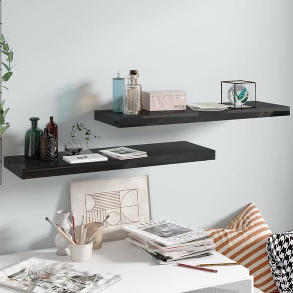 vidaXL Kelluvat seinähyllyt 2kpl korkeakiilto musta 80x23,5x3,8 cm MDF -  Seinähyllyt