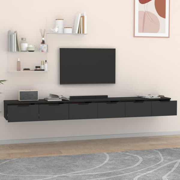 vidaXL vægskabe 2 stk. 102x30x20 cm konstrueret træ sort - Væghylder & smalle hylder