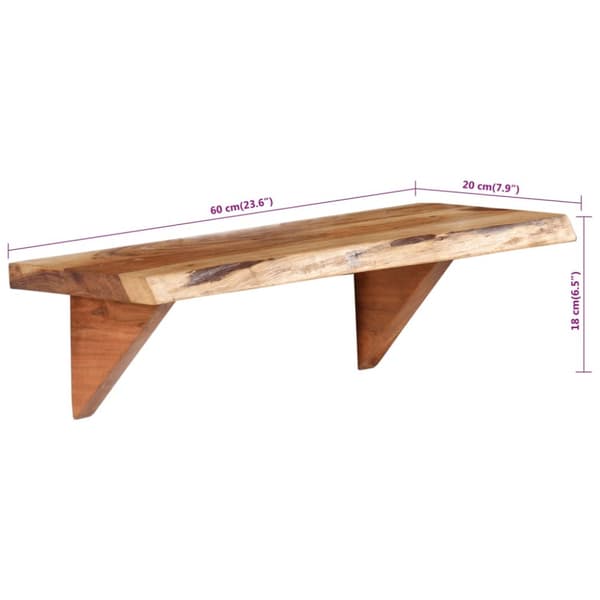vidaXL Seinähyllyt 2 kpl 60x20x18 cm kiinteä akaasiapuu -  Seinähyllyt