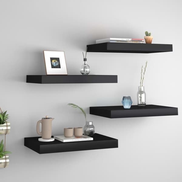 vidaXL væghylder 4 stk. 40x23x3,8 cm MDF sort -  Væghylder & smalle hylder