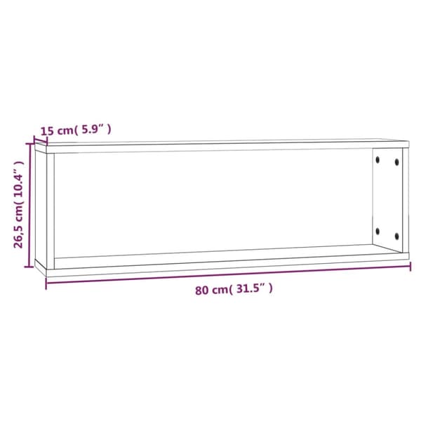 vidaXL væghylder 2 stk. 80x15x26,5 cm konstrueret træ brunt egetræ - Væghylder & smalle hylder