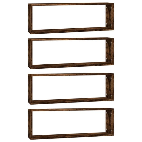 vidaXL Seinäkuutiohyllyt 4 kpl savutammi 80x15x26,5 cm tekninen puu - Seinähyllyt