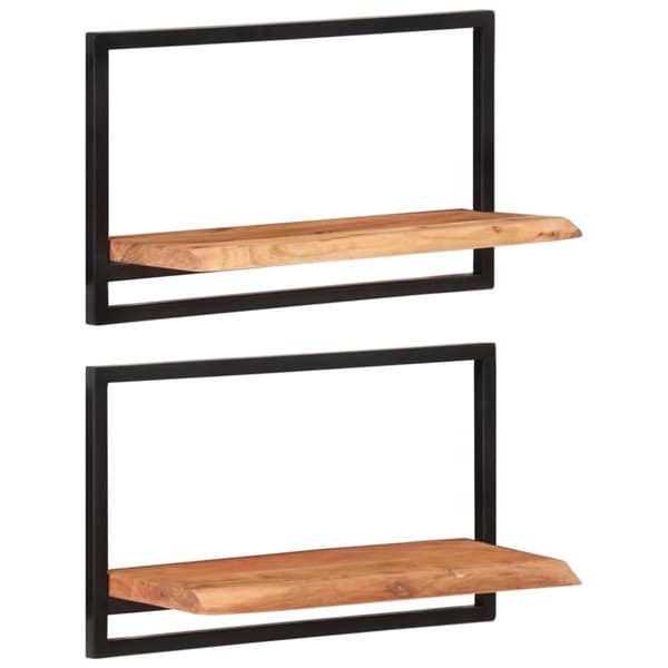 vidaXL Vägghyllor 2 st 60x25x35 cm massivt akaciaträ och stål - Vägghyllor & fönsterbrädor